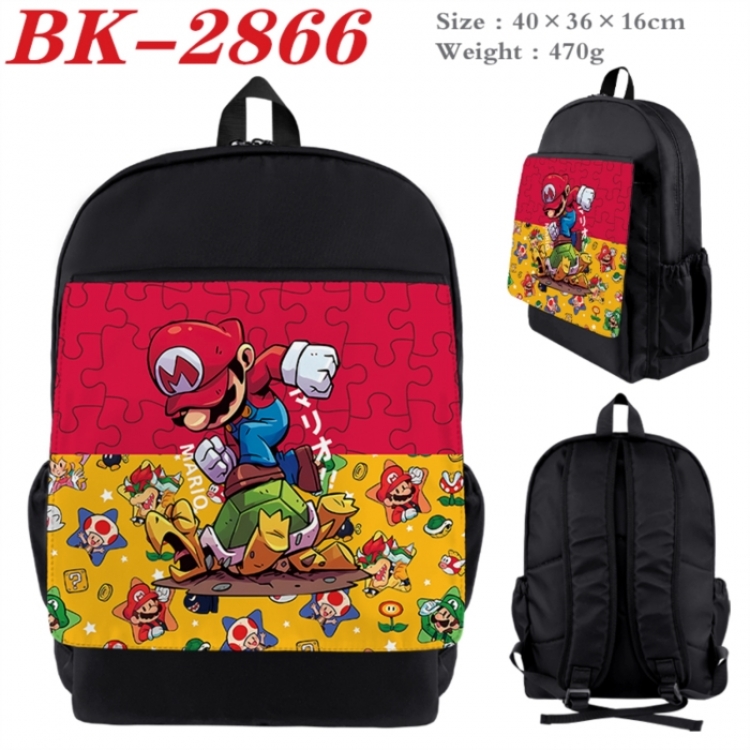 Super Mario Waterproof nylon canvas flip color picture backpack 40X36X16CM