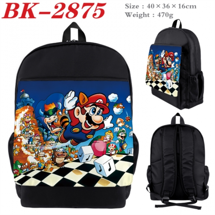 Super Mario Waterproof nylon canvas flip color picture backpack 40X36X16CM