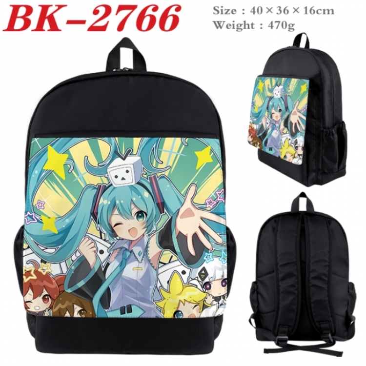 Hatsune Miku Waterproof nylon canvas flip color picture backpack 40X36X16CM