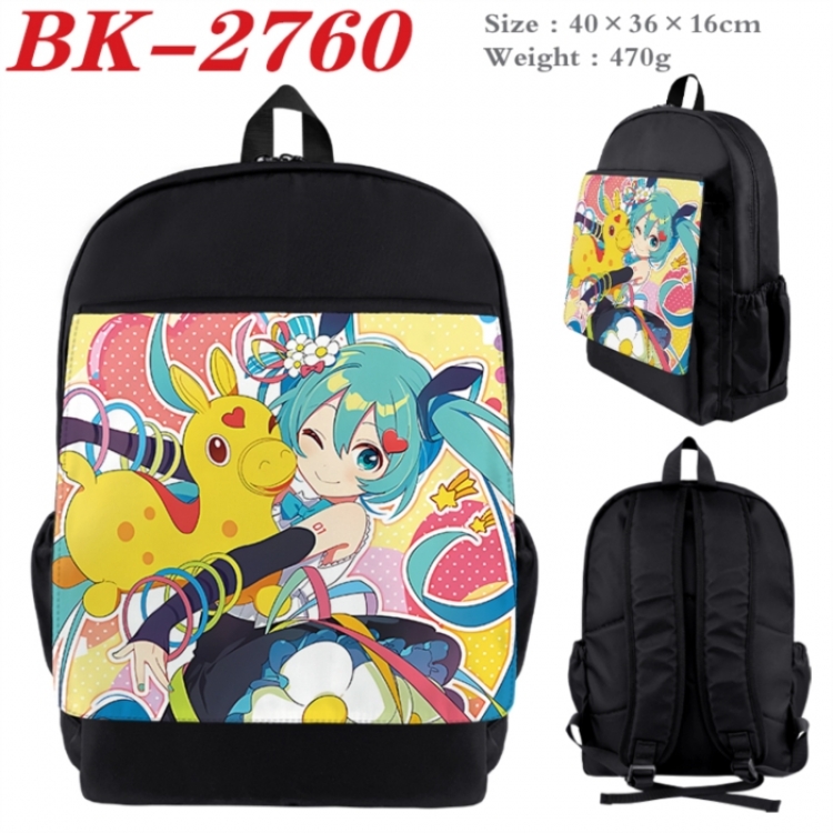 Hatsune Miku Waterproof nylon canvas flip color picture backpack 40X36X16CM
