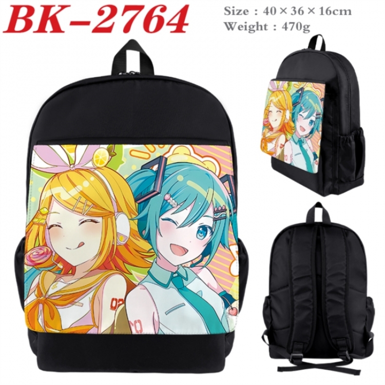 Hatsune Miku Waterproof nylon canvas flip color picture backpack 40X36X16CM