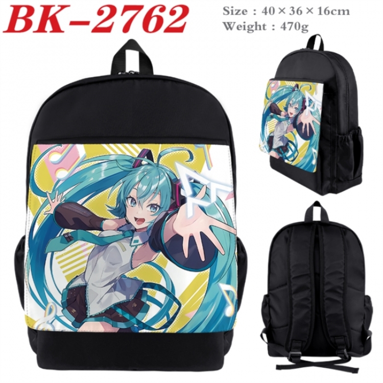 Hatsune Miku Waterproof nylon canvas flip color picture backpack 40X36X16CM