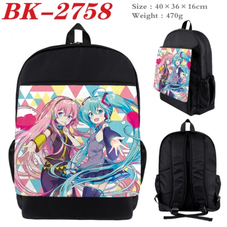 Hatsune Miku Waterproof nylon canvas flip color picture backpack 40X36X16CM