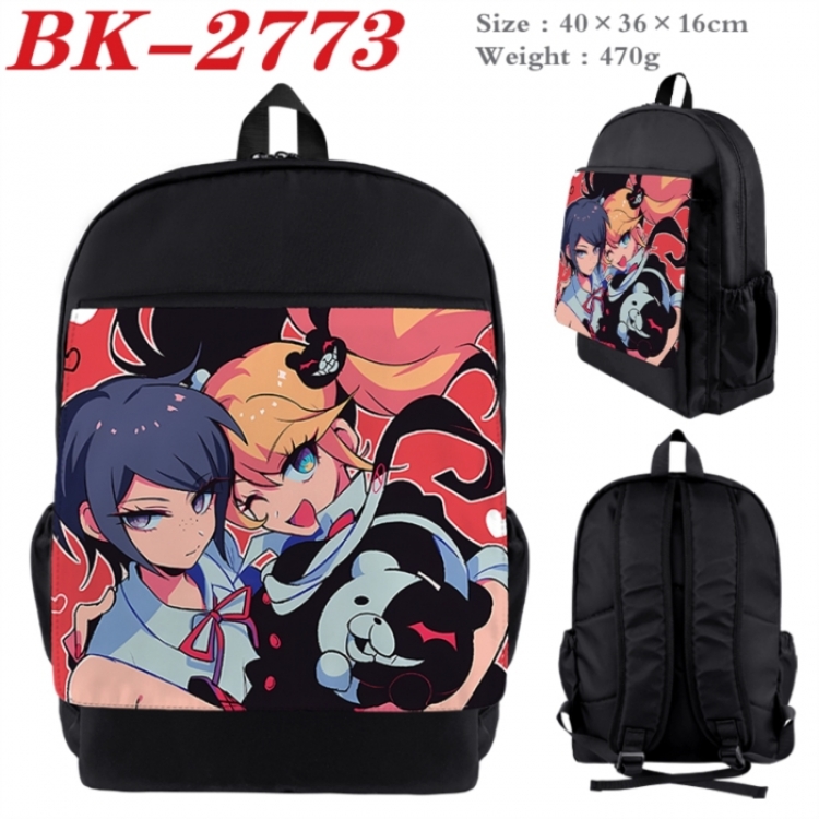 Dangan-Ronpa Waterproof nylon canvas flip color picture backpack 40X36X16CM
