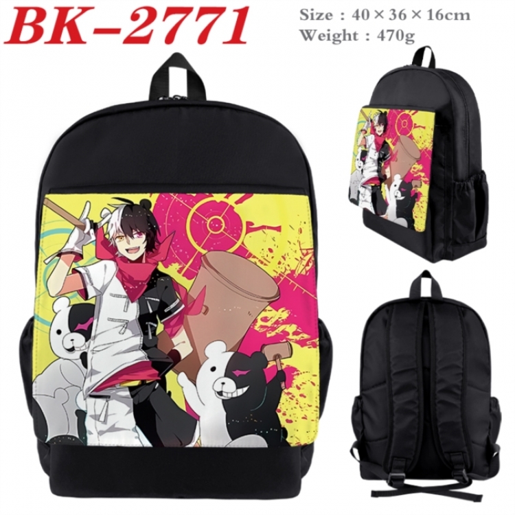 Dangan-Ronpa Waterproof nylon canvas flip color picture backpack 40X36X16CM