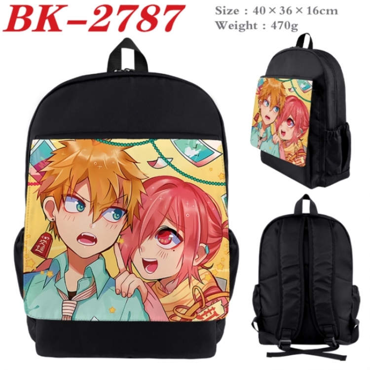 Toilet-bound Hanako-kun Waterproof nylon canvas flip color picture backpack 40X36X16CM