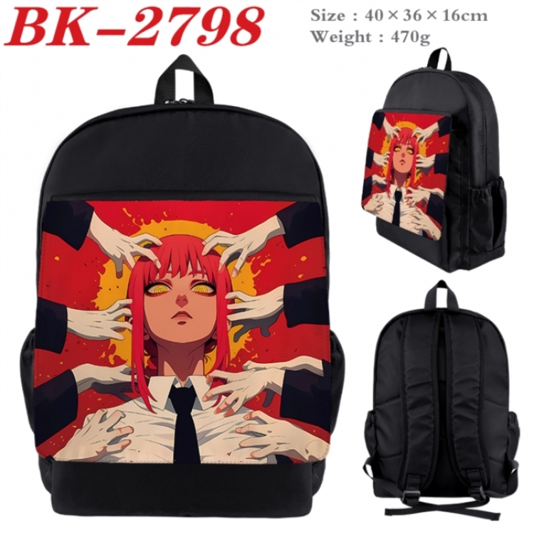 Chainsaw man Waterproof nylon canvas flip color picture backpack 40X36X16CM