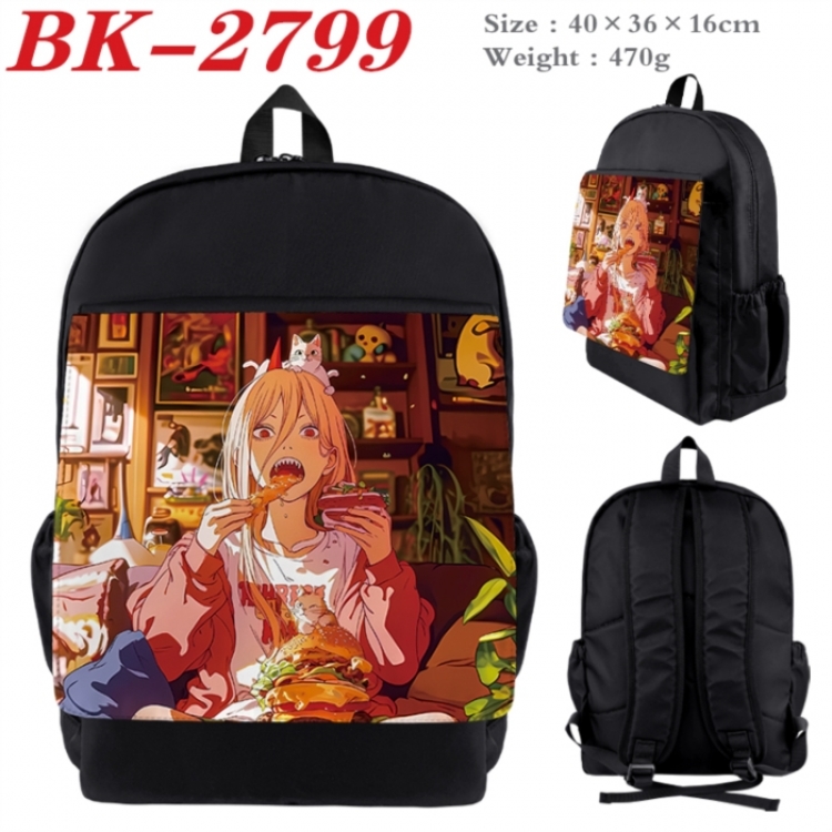 Chainsaw man Waterproof nylon canvas flip color picture backpack 40X36X16CM