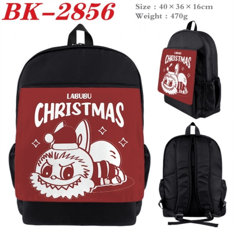 Labubu Waterproof nylon canvas flip color picture backpack 40X36X16CM