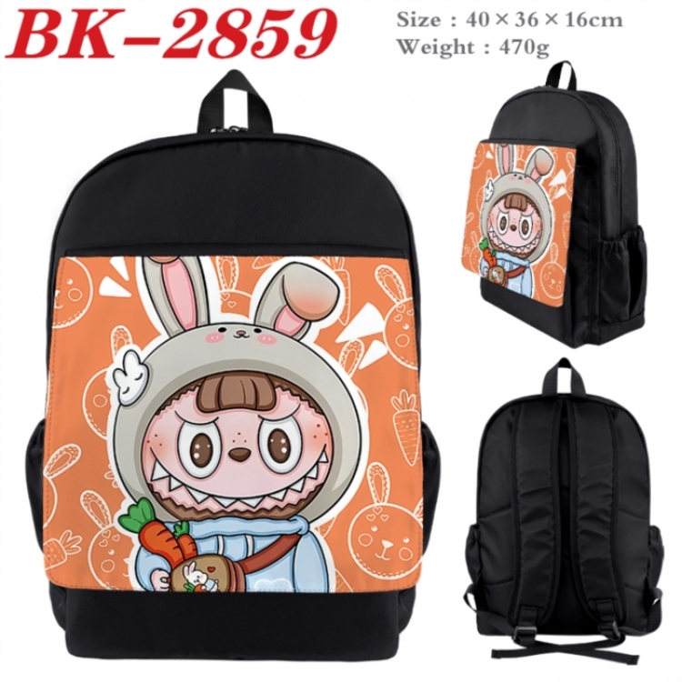 Labubu Waterproof nylon canvas flip color picture backpack 40X36X16CM