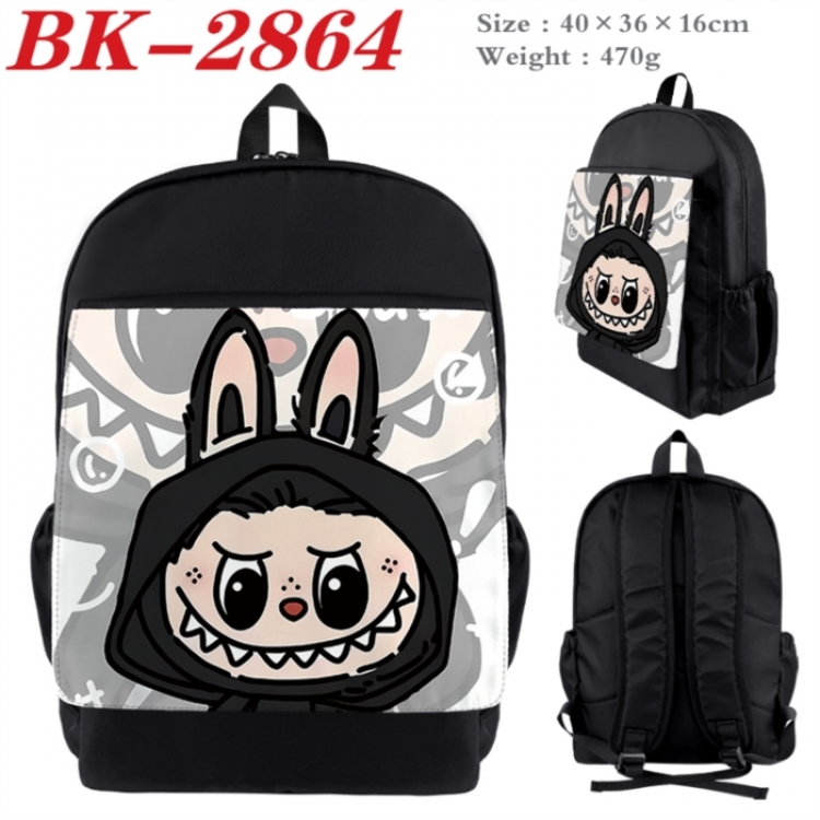 Labubu Waterproof nylon canvas flip color picture backpack 40X36X16CM