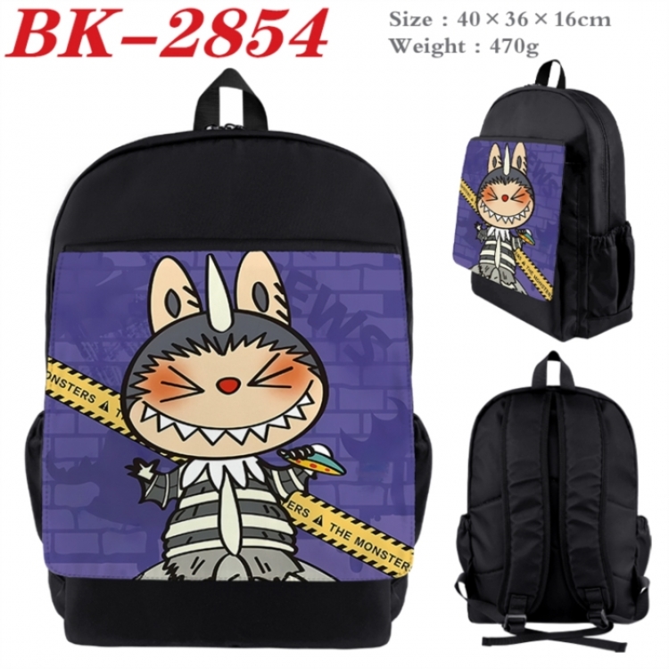 Labubu Waterproof nylon canvas flip color picture backpack 40X36X16CM