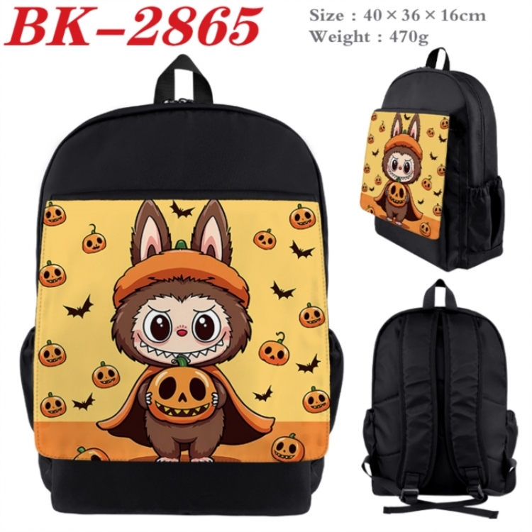 Labubu Waterproof nylon canvas flip color picture backpack 40X36X16CM