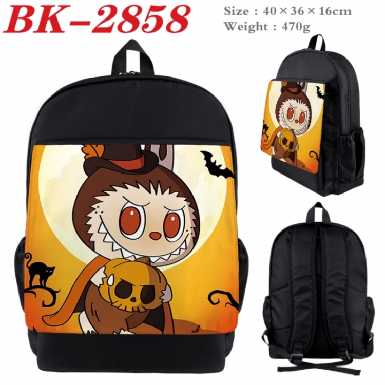 Labubu Waterproof nylon canvas flip color picture backpack 40X36X16CM