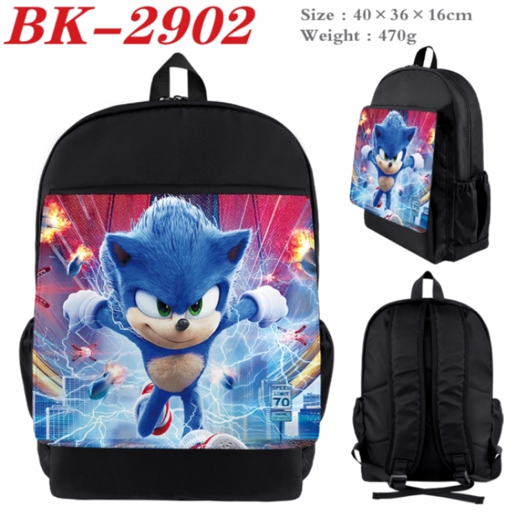 Sonic The Hedgehog Waterproof nylon canvas flip color picture backpack 40X36X16CM