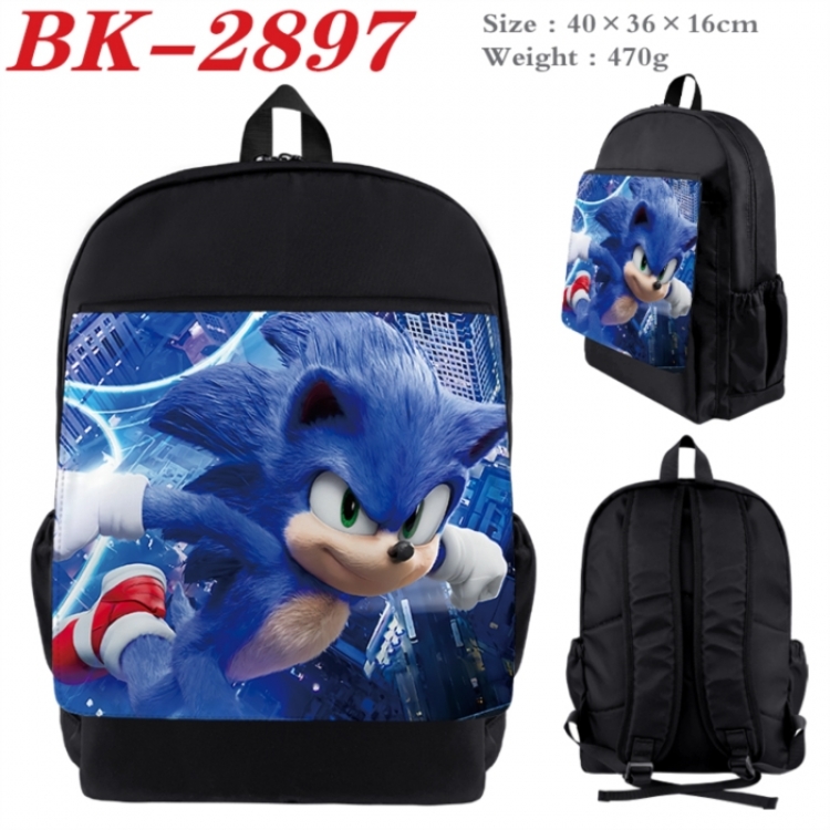 Sonic The Hedgehog Waterproof nylon canvas flip color picture backpack 40X36X16CM