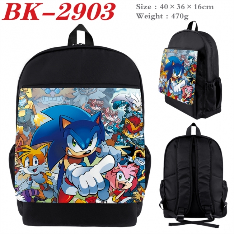 Sonic The Hedgehog Waterproof nylon canvas flip color picture backpack 40X36X16CM