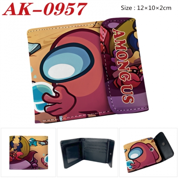 AMONG US Anime PU leather full color buckle two fold wallet 12X10X2CM