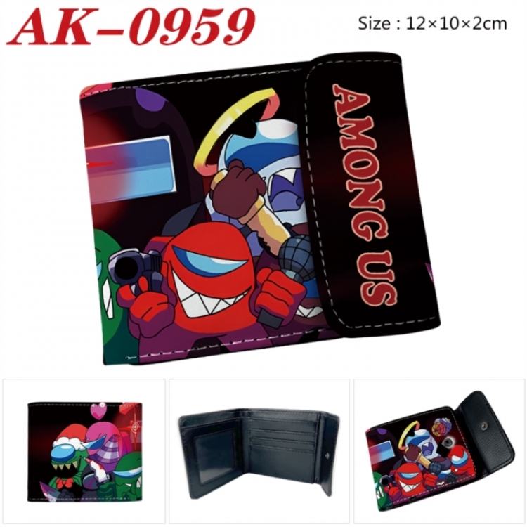 AMONG US Anime PU leather full color buckle two fold wallet 12X10X2CM