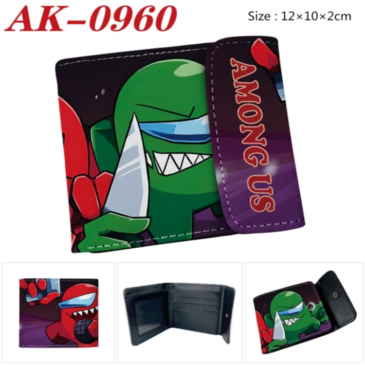 AMONG US Anime PU leather full color buckle two fold wallet 12X10X2CM