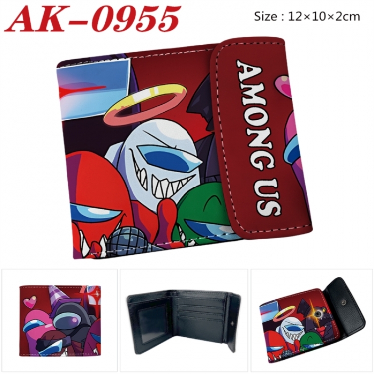 AMONG US Anime PU leather full color buckle two fold wallet 12X10X2CM