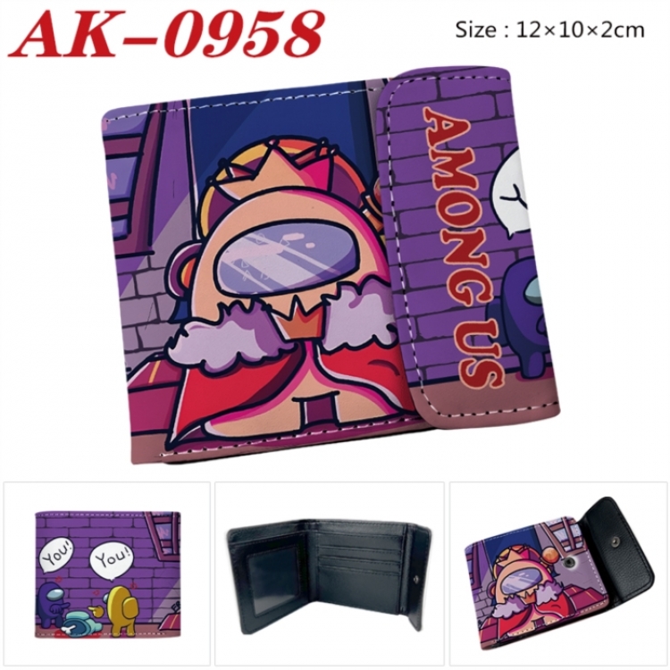 AMONG US Anime PU leather full color buckle two fold wallet 12X10X2CM