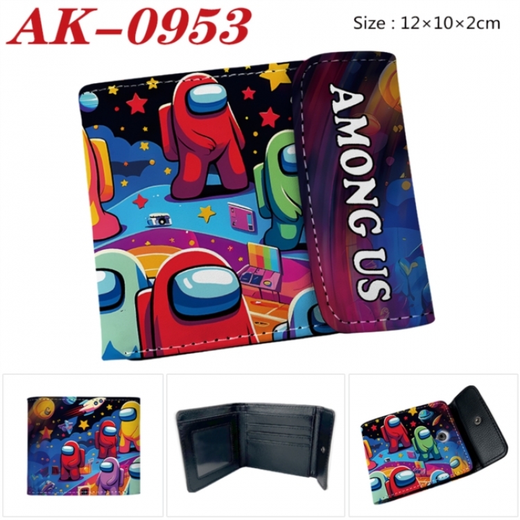 AMONG US Anime PU leather full color buckle two fold wallet 12X10X2CM