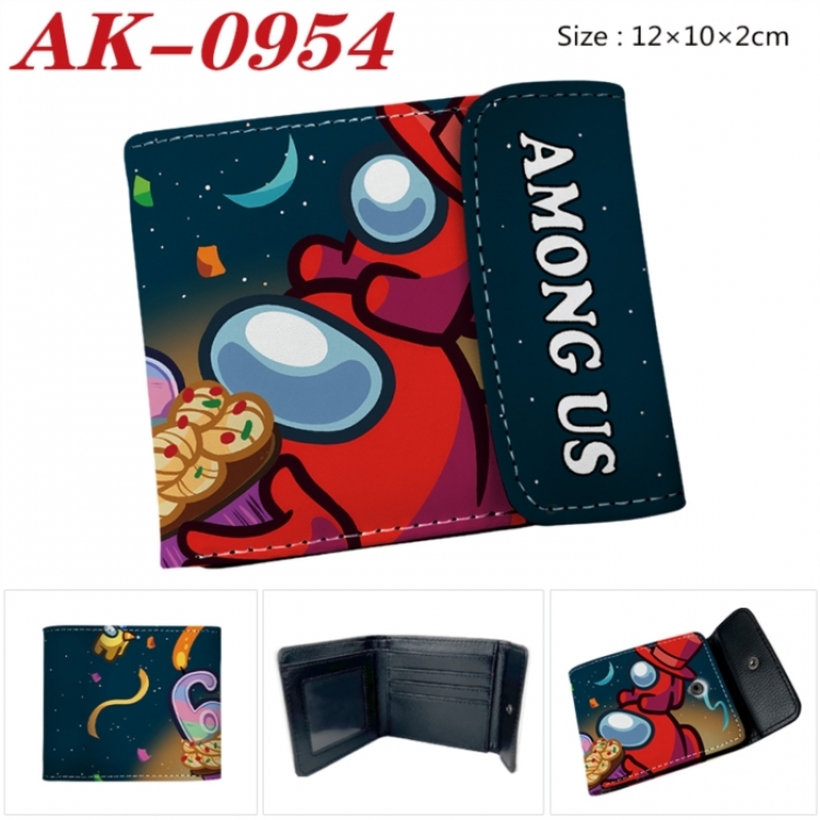 AMONG US Anime PU leather full color buckle two fold wallet 12X10X2CM