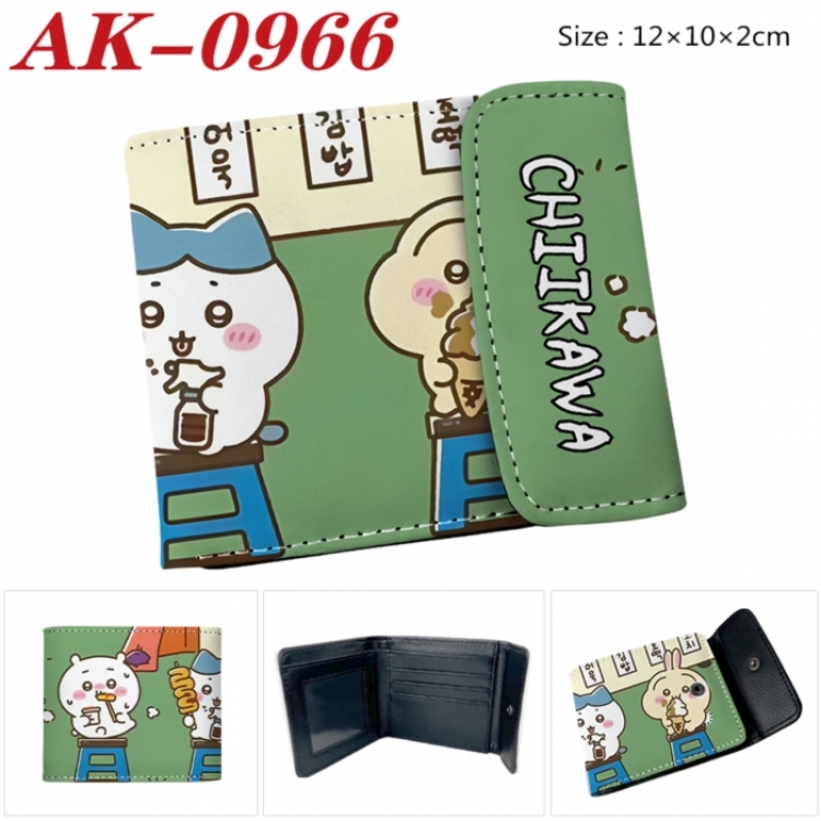 Chiikawa Anime PU leather full color buckle two fold wallet 12X10X2CM