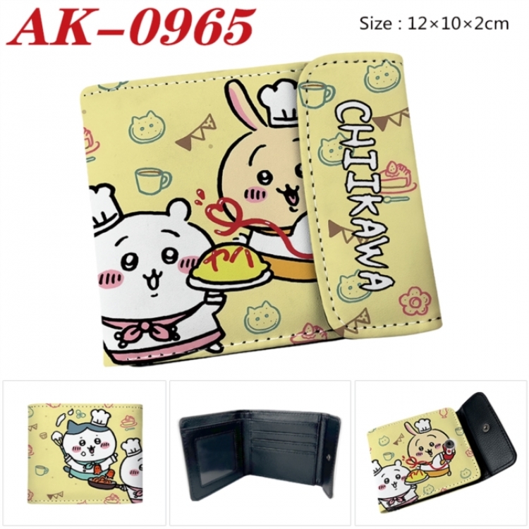 Chiikawa Anime PU leather full color buckle two fold wallet 12X10X2CM