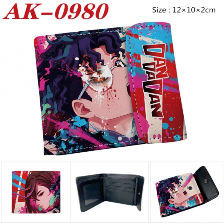 Dandadan Anime PU leather full color buckle two fold wallet 12X10X2CM
