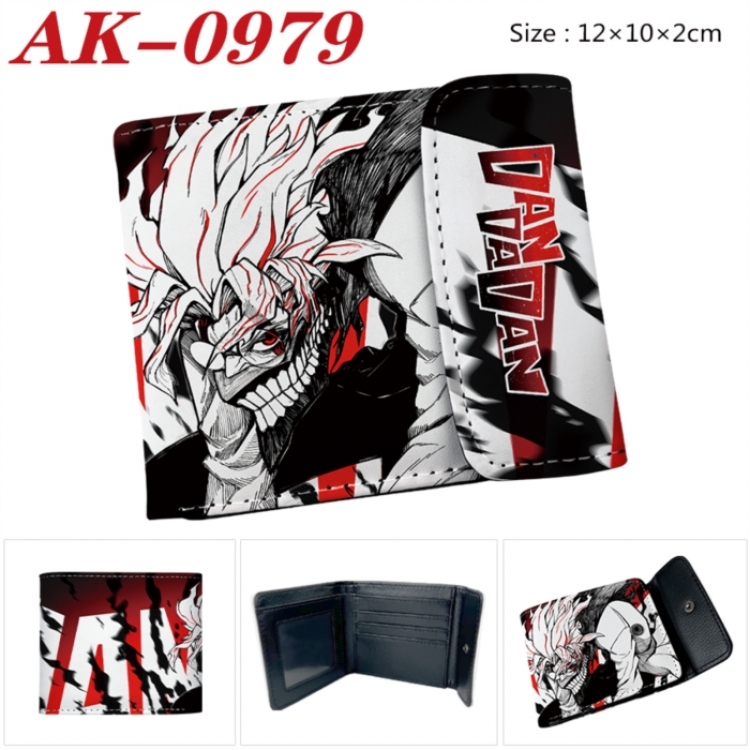 Dandadan Anime PU leather full color buckle two fold wallet 12X10X2CM