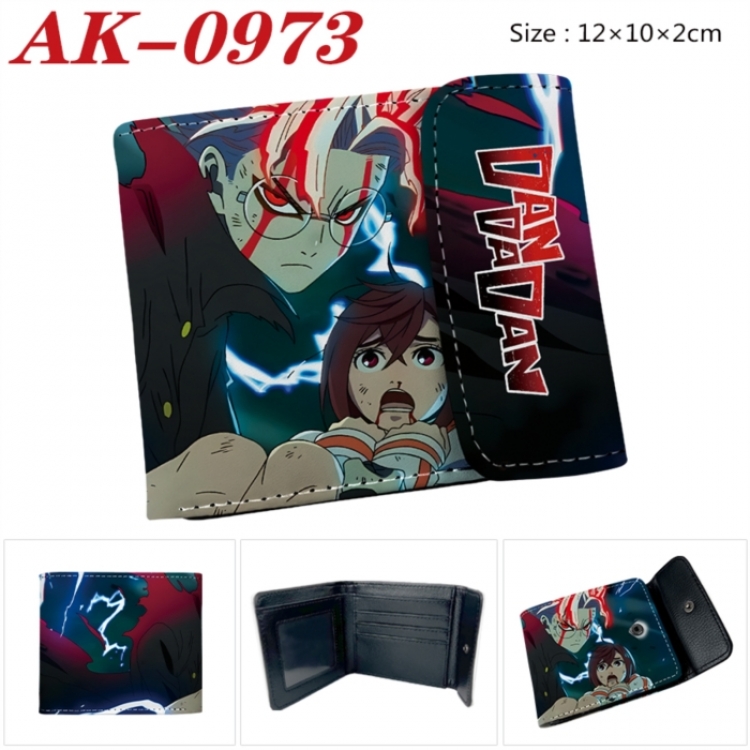 Dandadan Anime PU leather full color buckle two fold wallet 12X10X2CM