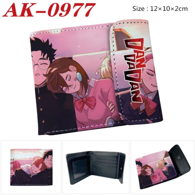 Dandadan Anime PU leather full color buckle two fold wallet 12X10X2CM