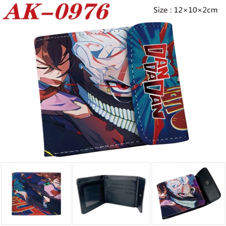 Dandadan Anime PU leather full color buckle two fold wallet 12X10X2CM