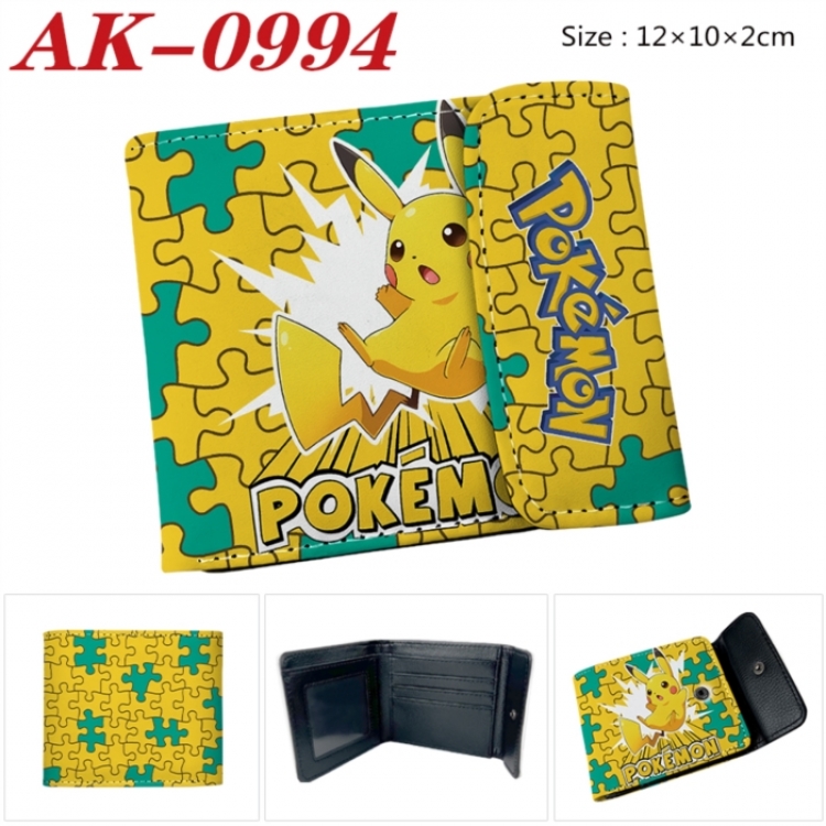 Pokemon Anime PU leather full color buckle two fold wallet 12X10X2CM