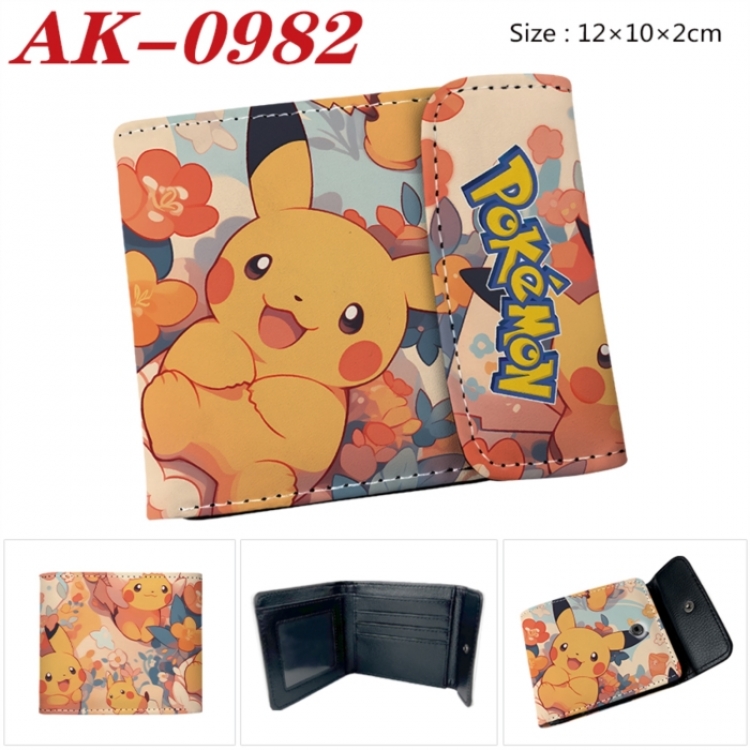 Pokemon Anime PU leather full color buckle two fold wallet 12X10X2CM