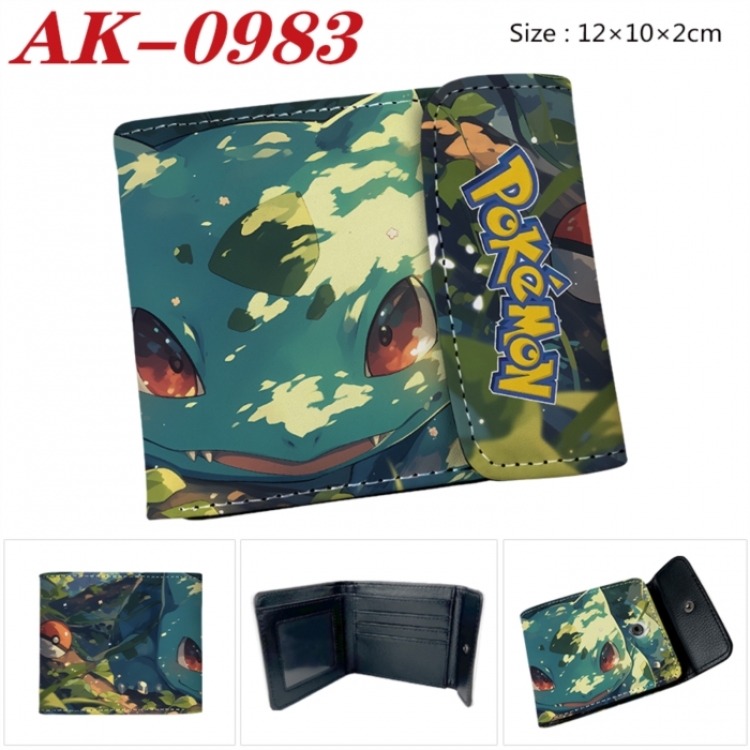 Pokemon Anime PU leather full color buckle two fold wallet 12X10X2CM