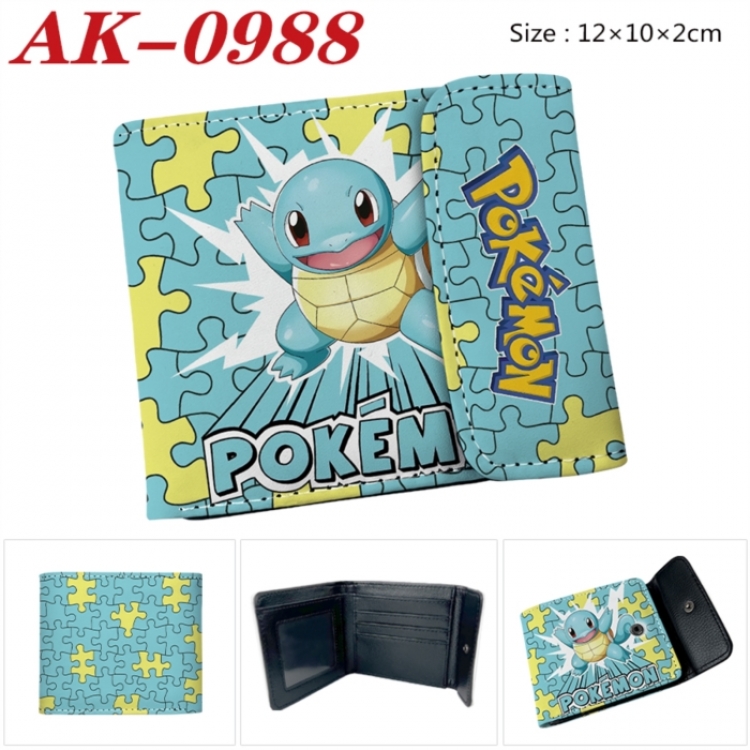 Pokemon Anime PU leather full color buckle two fold wallet 12X10X2CM