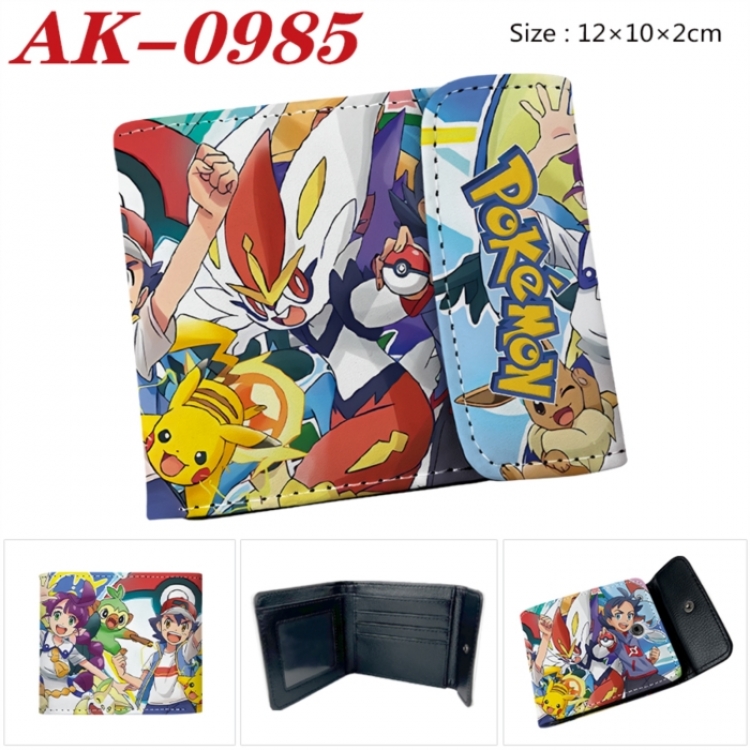 Pokemon Anime PU leather full color buckle two fold wallet 12X10X2CM