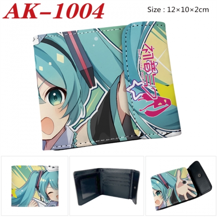 Hatsune Miku Anime PU leather full color buckle two fold wallet 12X10X2CM