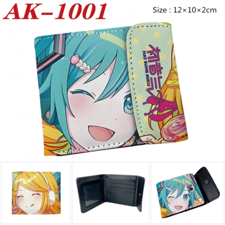 Hatsune Miku Anime PU leather full color buckle two fold wallet 12X10X2CM