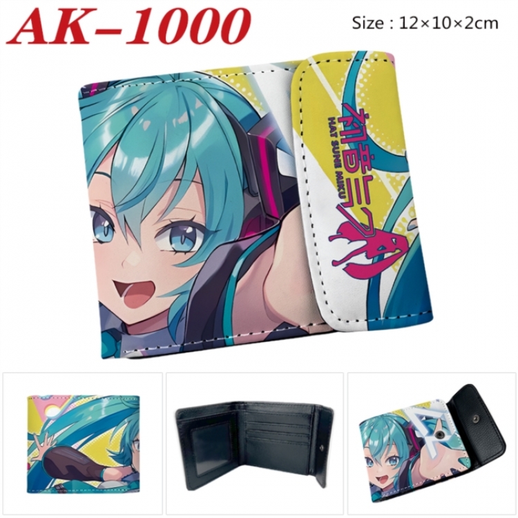 Hatsune Miku Anime PU leather full color buckle two fold wallet 12X10X2CM