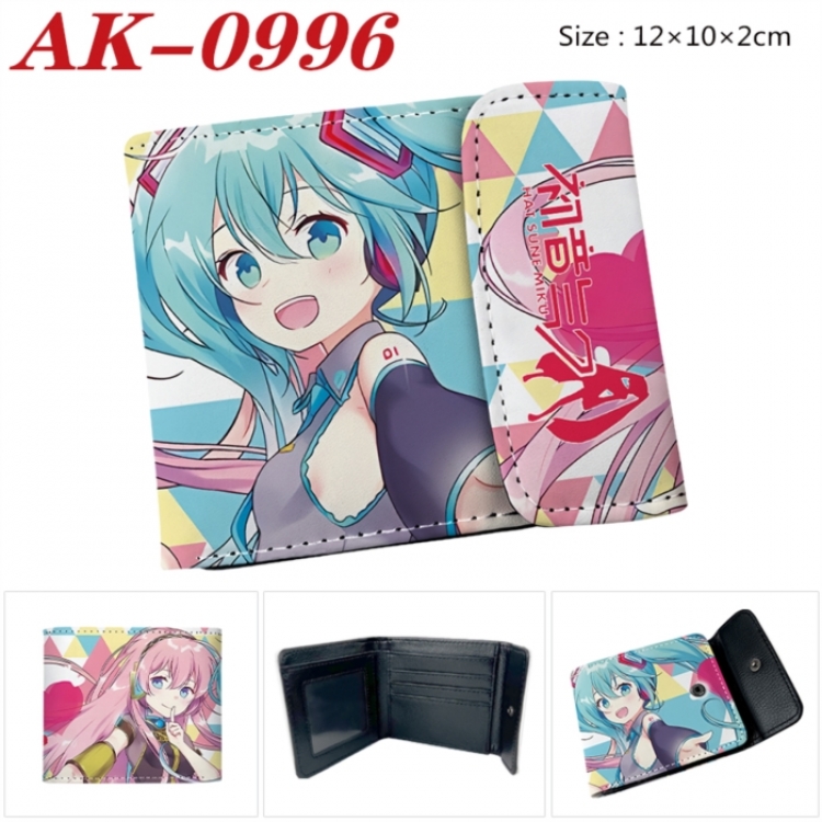 Hatsune Miku Anime PU leather full color buckle two fold wallet 12X10X2CM