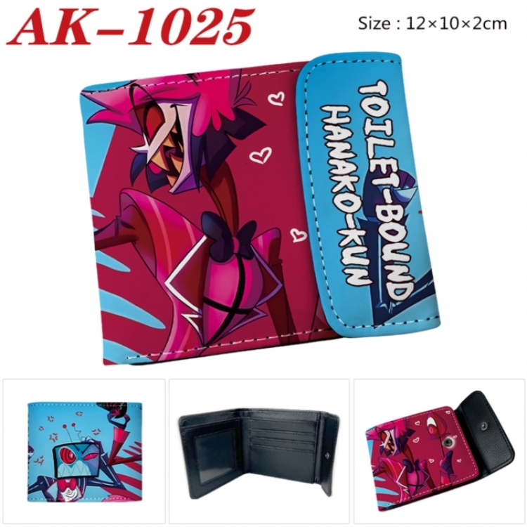 Hazbin Hotel Anime PU leather full color buckle two fold wallet 12X10X2CM