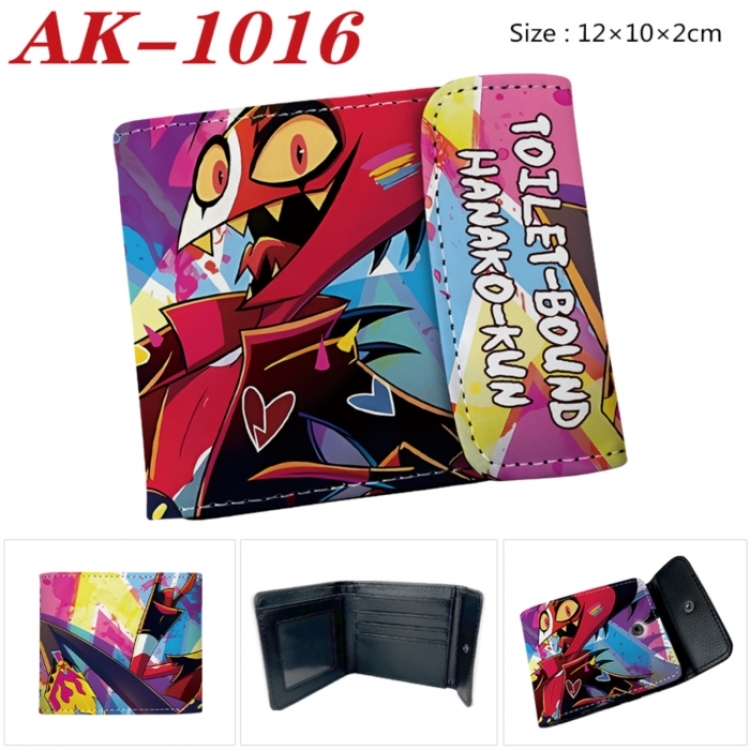 Hazbin Hotel Anime PU leather full color buckle two fold wallet 12X10X2CM