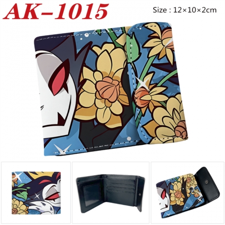 Hazbin Hotel Anime PU leather full color buckle two fold wallet 12X10X2CM