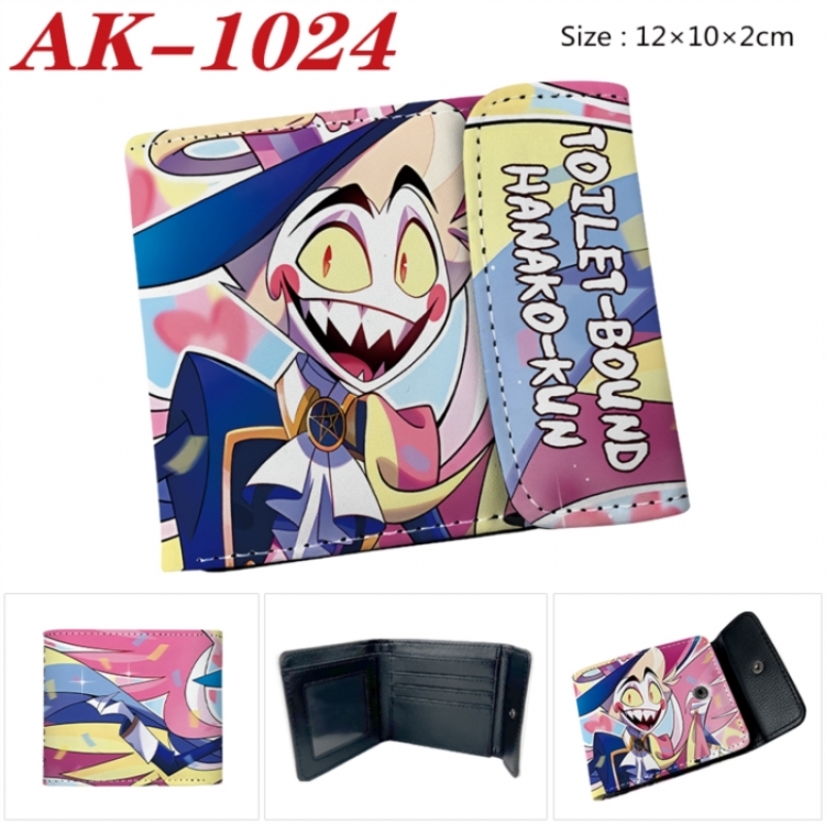Hazbin Hotel Anime PU leather full color buckle two fold wallet 12X10X2CM
