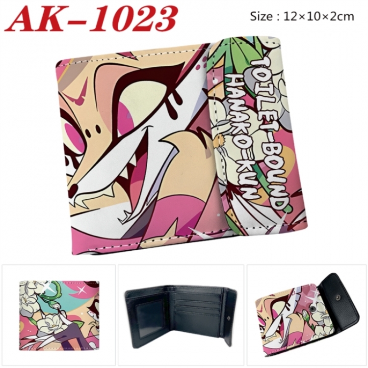 Hazbin Hotel Anime PU leather full color buckle two fold wallet 12X10X2CM