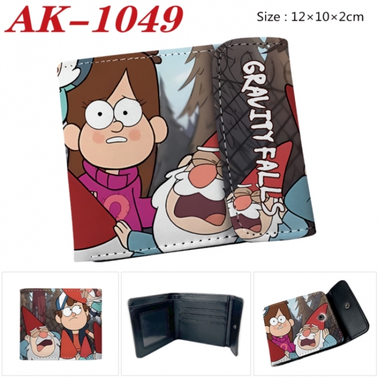 Gravity Falls Anime PU leather full color buckle two fold wallet 12X10X2CM